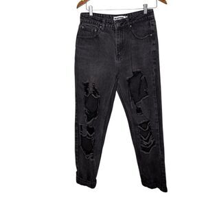 The Rockn Rev Stop Playin' Distressed Mom Jeans Black size 6